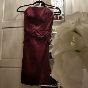 Strapless belted mini dress